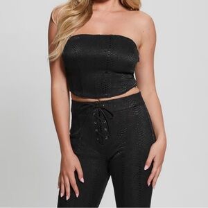 GUESS Women's Taylor Snake-Print Strapless Tube Top Black S